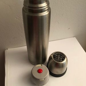 New Starbucks Thermos click and sip push pour 16 oz Doublewall stainless